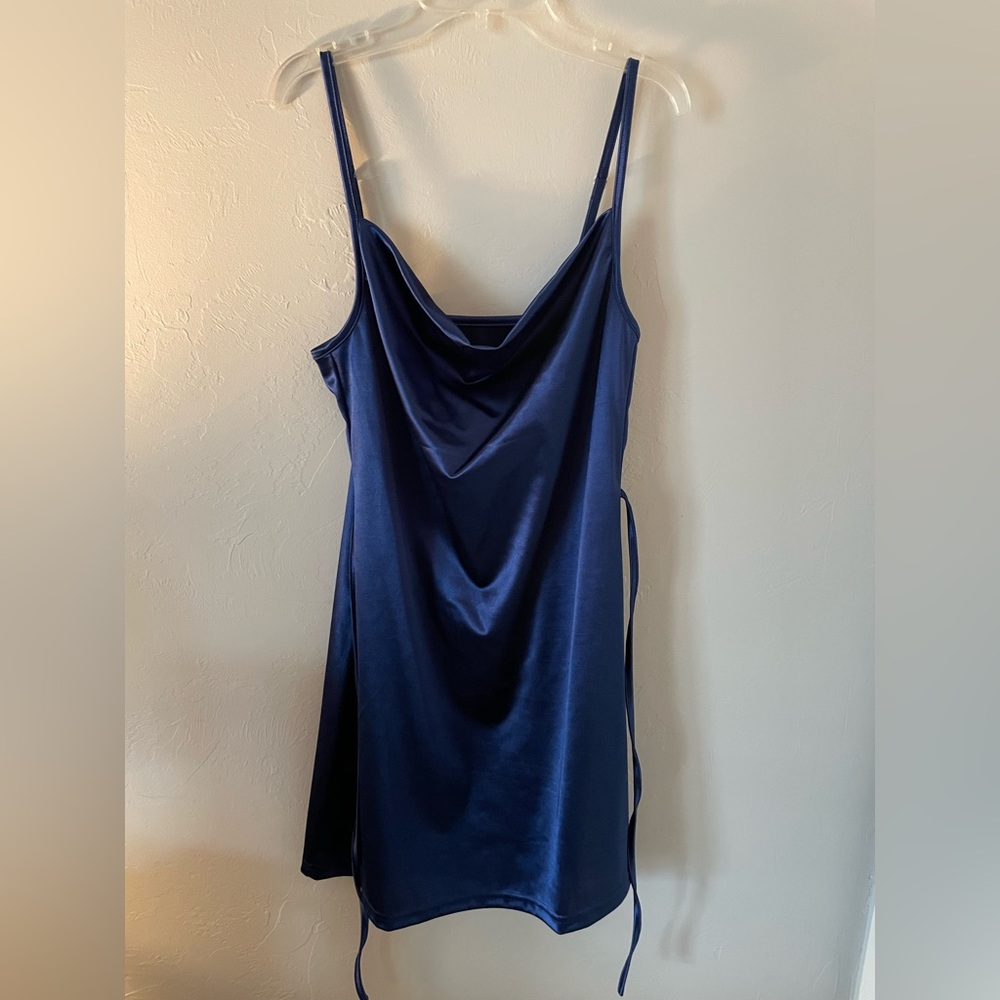 Navy Satin Zaful Dress